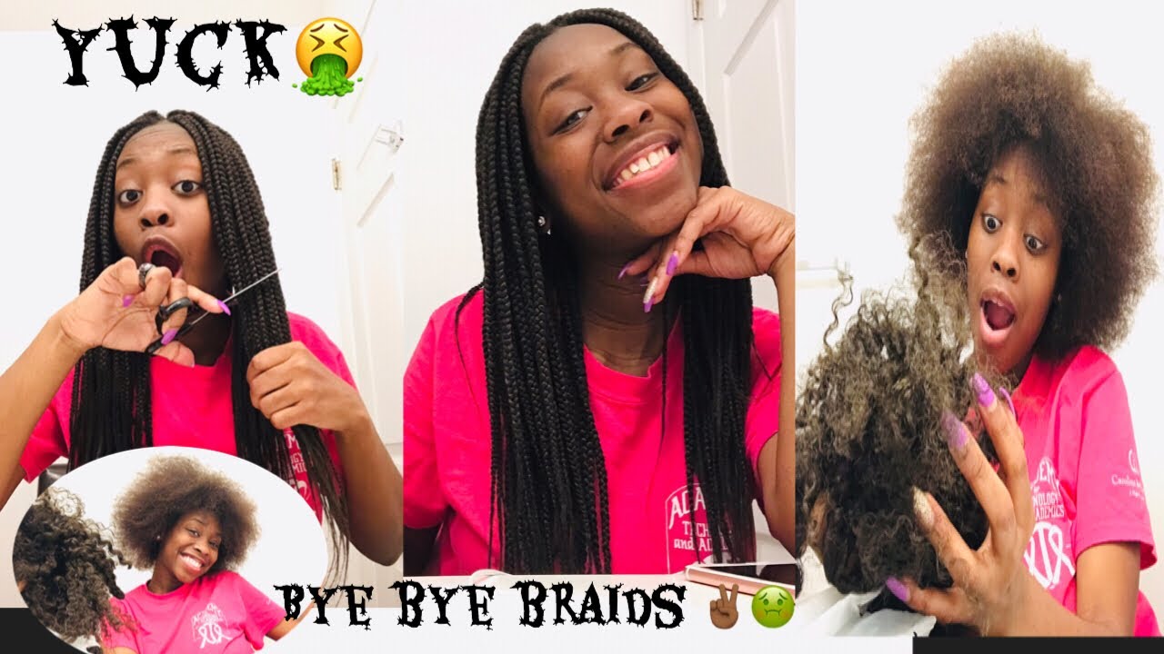 TAKING OUT MY TWO MONTH OLD BOX BRAIDS GROSS NATURAL HAIR TWIST