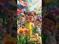 “Welcome to the magical garden where cute babies and adorable animals play together!”#Cartoon