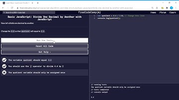 Basic JavaScript (16/111) | Divide One Decimal by Another with JavaScript | freeCodeCamp