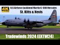 Second us airforce lockheed martin c130j hercules arrival  departure in st kitts  caribbean