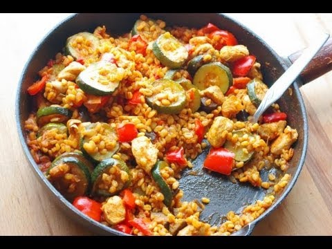 Recette de poulet au blé et légumes / Chiken with vegetables and wheat