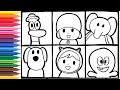 Draw and Color Pocoyo And His Friends 🌈👶🦆🐘👧🐶🐙🌈 Drawings For Kids
