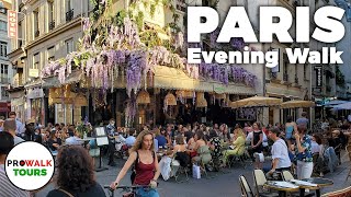 Paris Evening Walk \& Bike Ride - 4K 60fps with Captions *NEW*