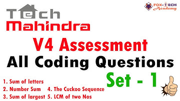 Tech Mahindra V4 Assessment Coding Question | Q 1 to 5 | Tech Mahindra Coding Questions