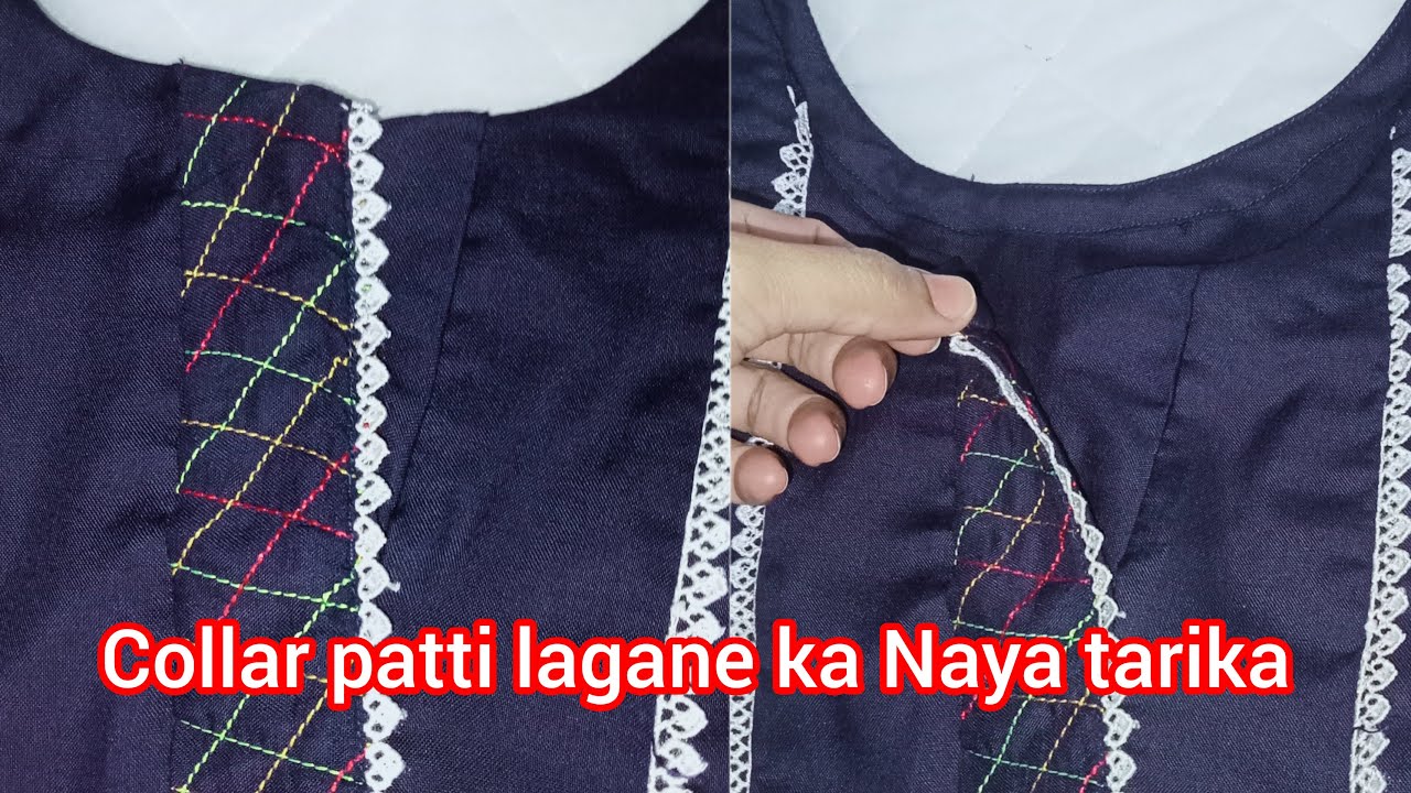 V placket neck design cutting and stitchingcollar patti lagane ka