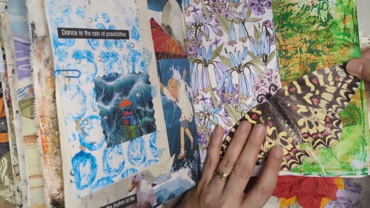 A recycled, art-filled journal page, using prompts as a starting point.