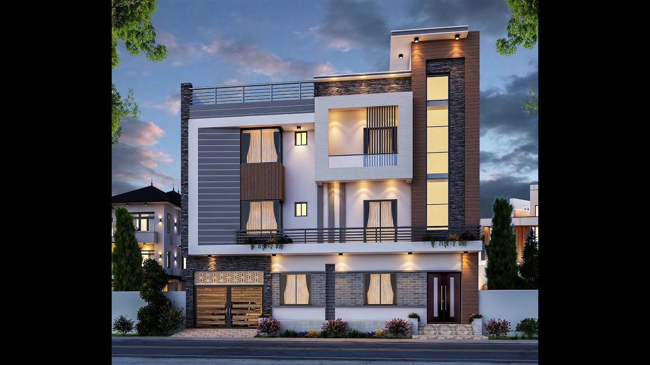 MODERN DESIGN ELEVATION MODELING WITH RENDERING FOR BEGINNERS PART 2 ...