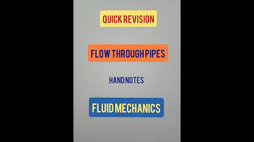 Flow through pipes quick revision I Hand notes I Fluid mechanics