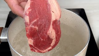 Put the meat in boiling water, I learned this at a 6 star steakhouse!