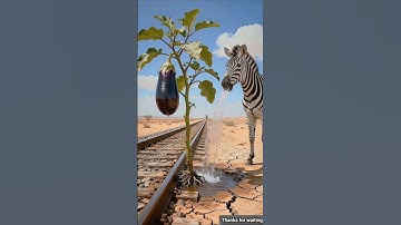 Zebra 🦓 saved the brinjal tree from drying up by watering it 😭 #ai #save #tree #zebra