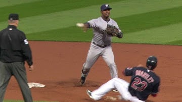 MIL@CLE: Gennett fields sharp grounder to start DP