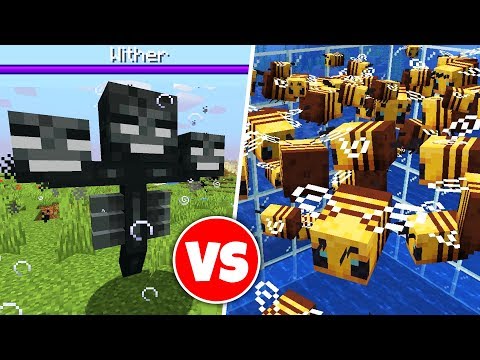 100-bees-vs-wither-boss-in-minecraft-(part-12)