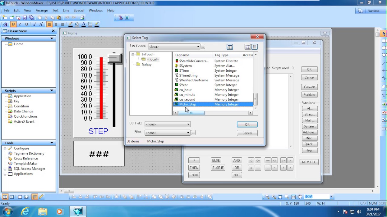 Belajar Wonderware: Tutorial Membuat Count UP - YouTube