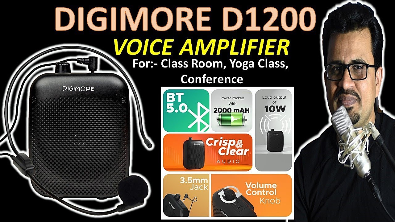 Voice Amplifier for Teachers with Bluetooth |Digimore D1200 Voice Amplifier | Wired Headset Mic