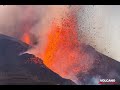 La Palma volcano eruption 30 Sep 2021 - lava fountains and lava flows from close