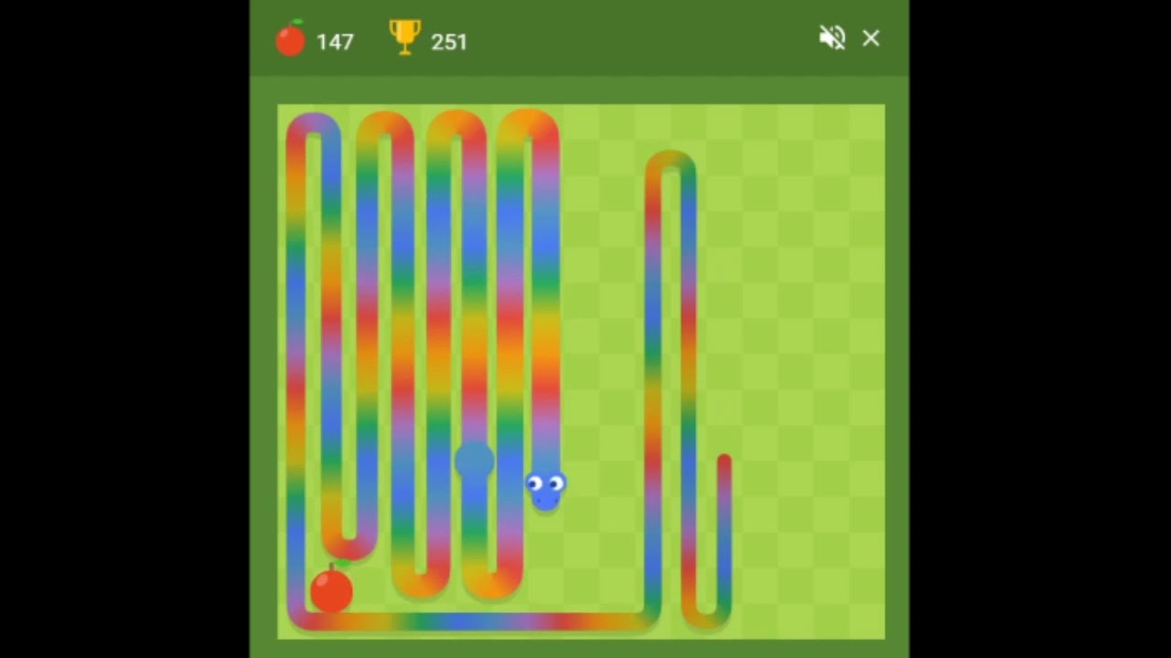 Google Snake/Wąż the game - maximum score - 256 points - full gameplay -  record - perfect 