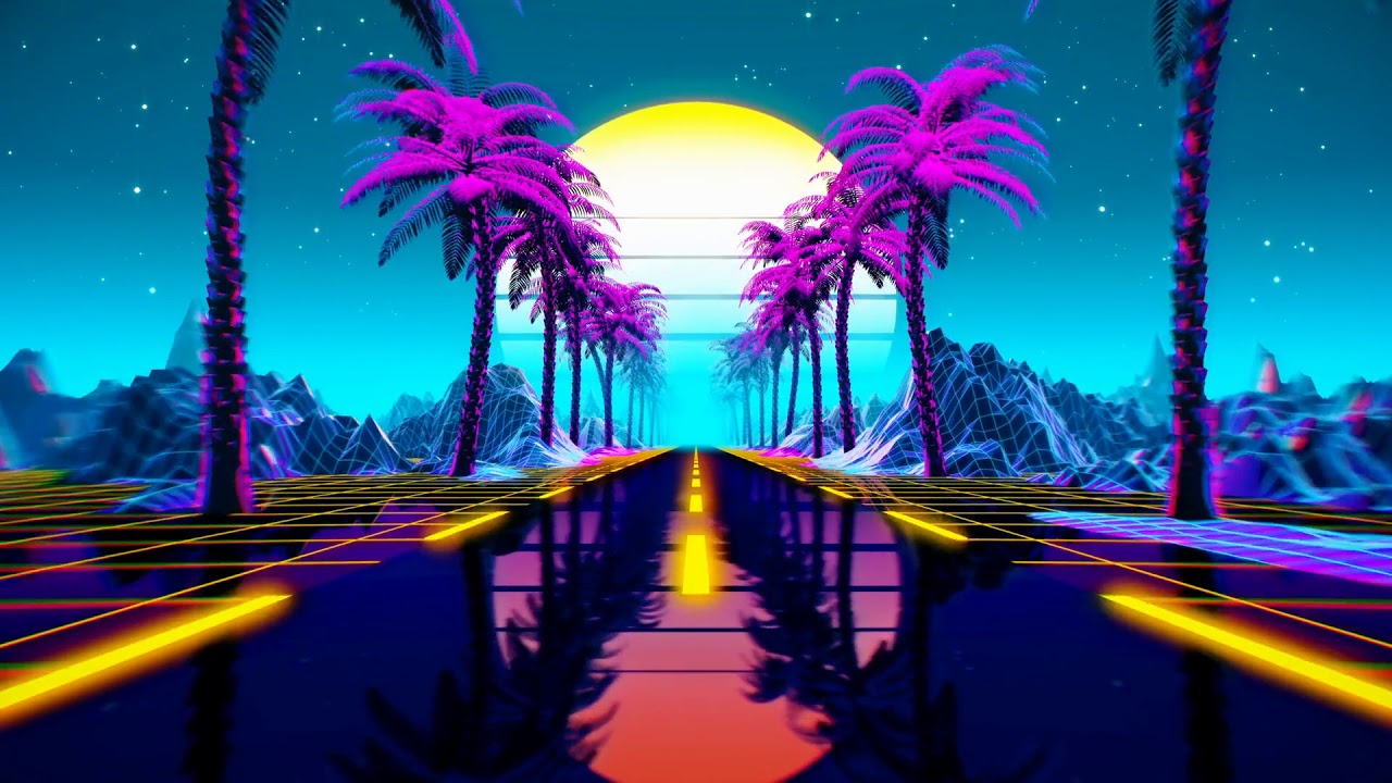 80s retro futuristic sci fi seamless loop retrowave vj videogame