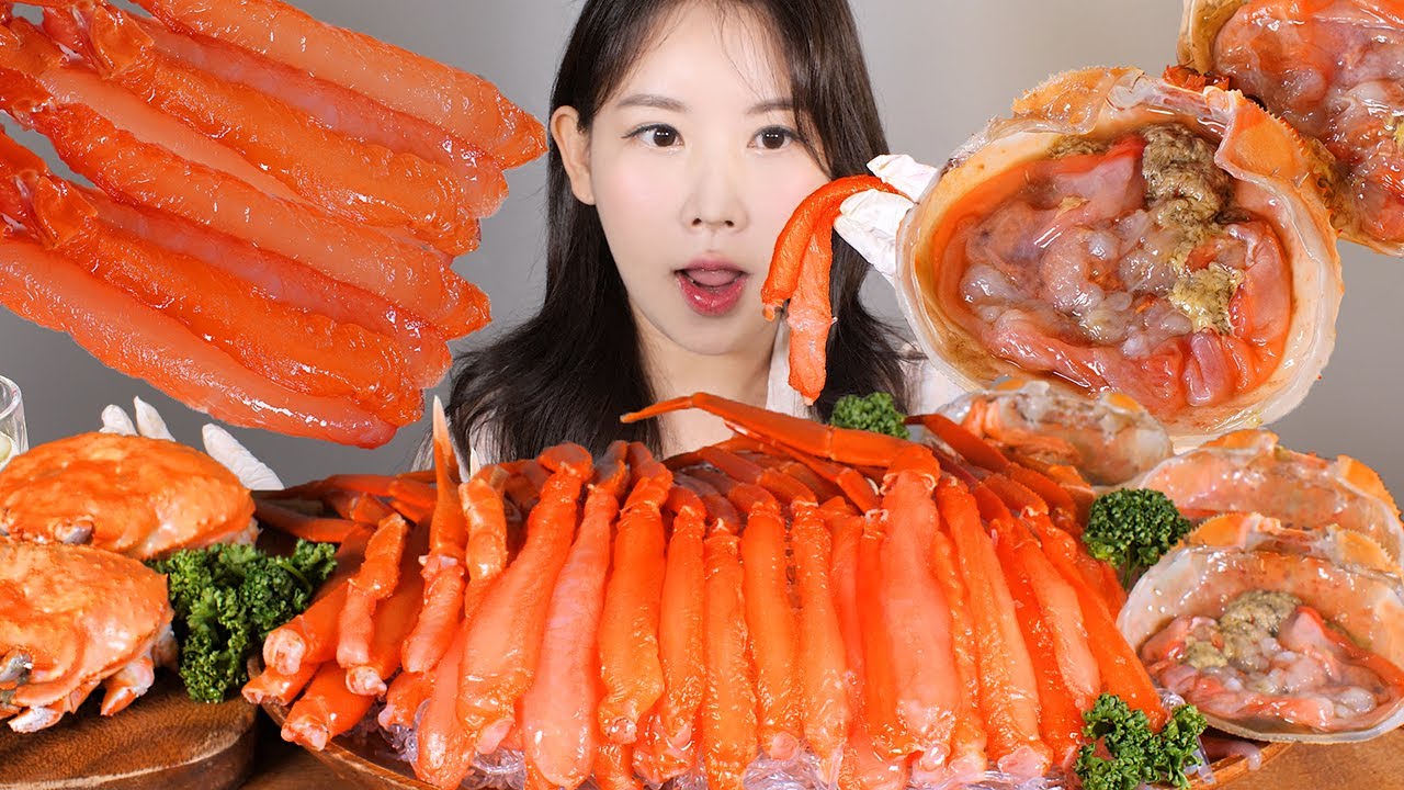 말랑 촉촉🧡 단홍게 홑게회🦀 몸통회 몸통찜 먹방 Raw Soft snow crab [eating show] mukbang korean food