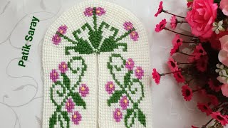 💐Minik çiçekli çok güzel tunus işi patik yapımı💐 PART/1