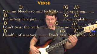 Eve of Destruction (Barry McGuire) Bass Guitar Cover Lesson in D with Chords\/Lyrics