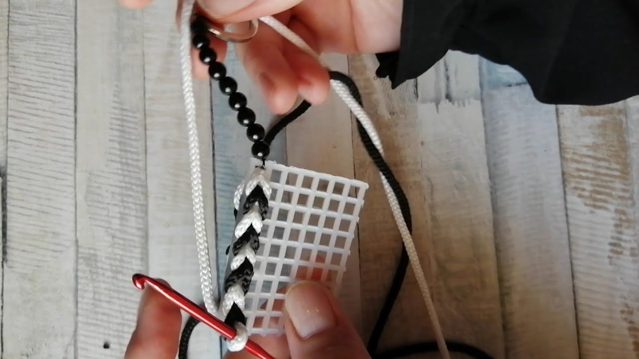 Diy plastic canvas keychain with beads & polyester macrame rope / How ...