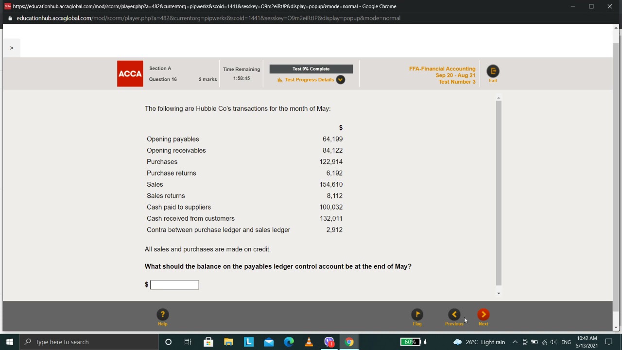 Financial Accounting CBE Exam I ACCA Mock Exam F3 I 2021 Mock Exam