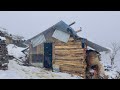 Nepal mountain village lifestyleheavy snowy day with cooking rice food winter season