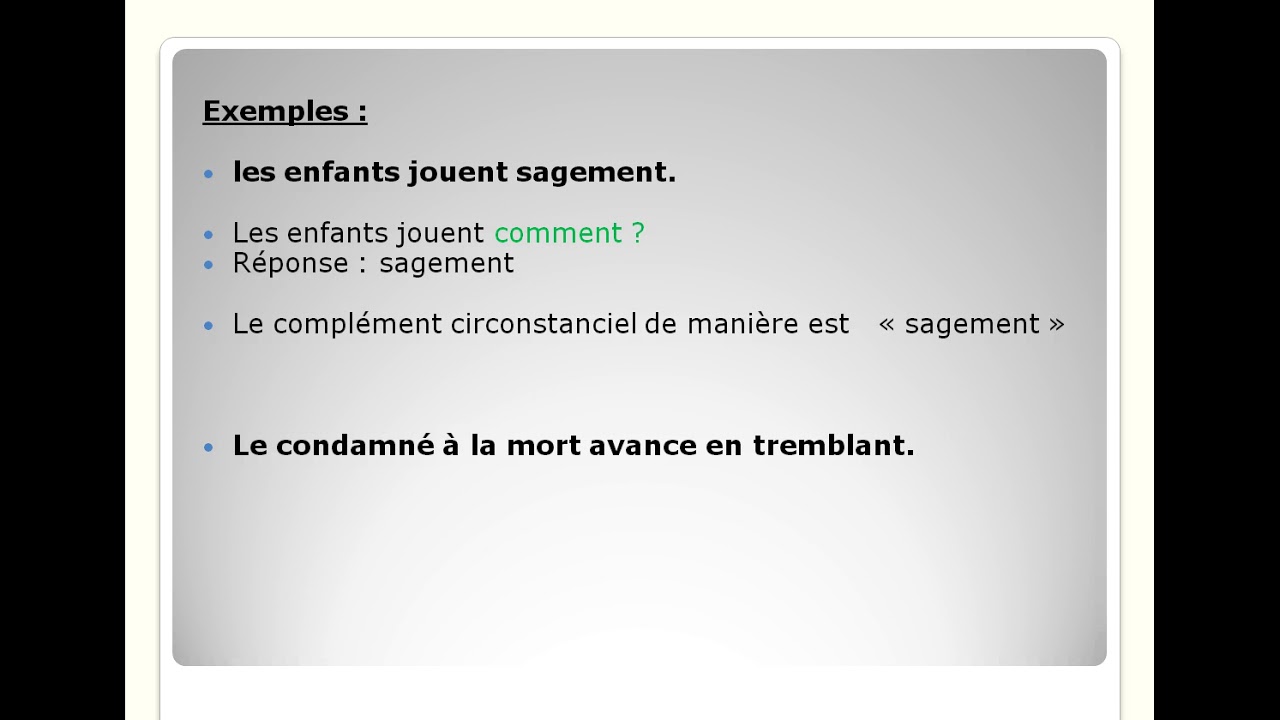 le complément circonstanciel de manière - YouTube