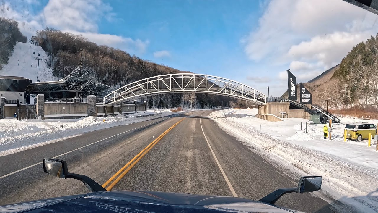 Moving Mountains/Snowy scenic drive through Pennsylvania and Vermont 