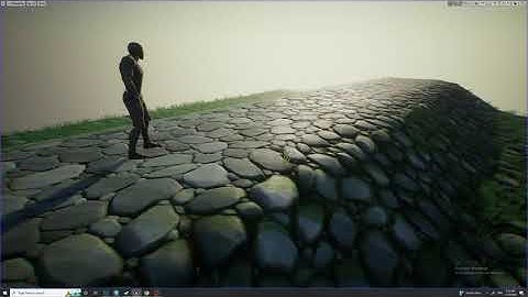 Rocky pathway Parallax Occlusion vertex paint material in UE4.