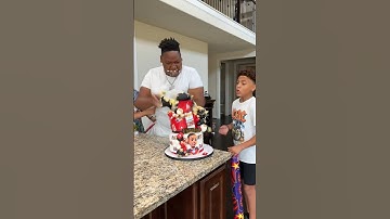 Big boy destroys cake for FunnyMike’s 9 Million Subscriber Party #shorts
