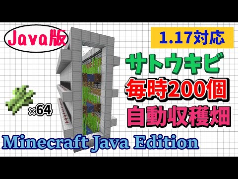 【マイクラJava便利装置の作り方】効率良いサトウキビ収穫畑 初心者でも簡単に作れる便利施設！【Minecraft Java Edition】マインクラフト便利装置【1.17】