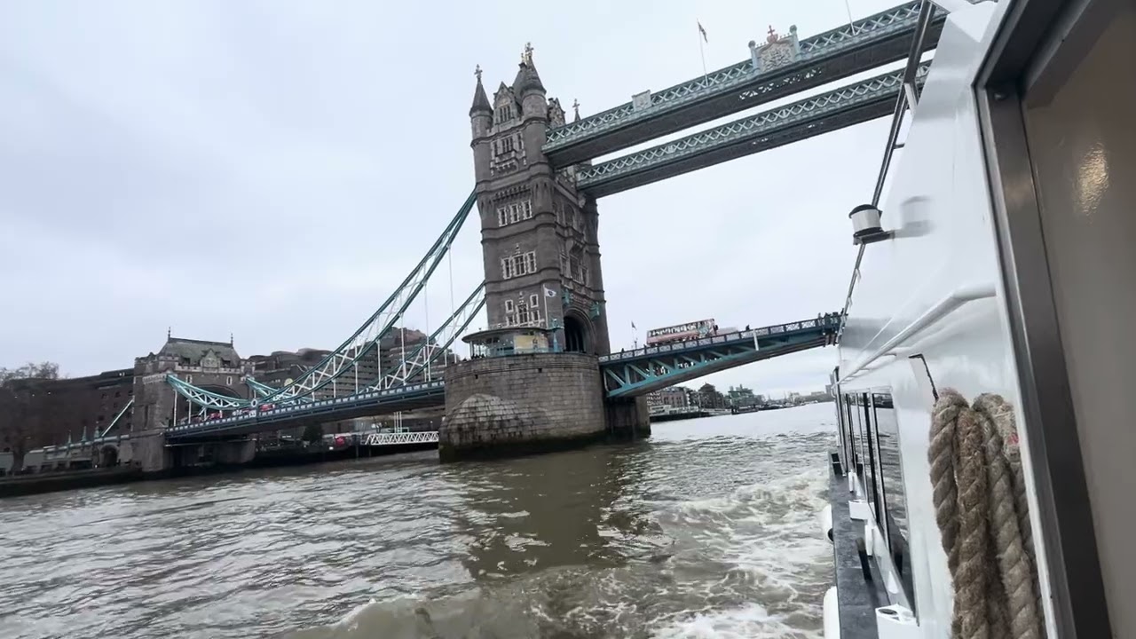 19.02.26 Boat past the Tower of London and under Tower Bridge. 