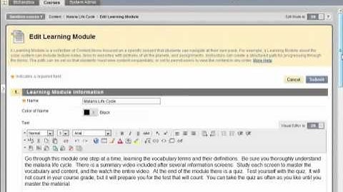 Using Learning Modules in Blackboard