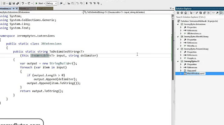 JeremyBytes - Extension Methods in C#