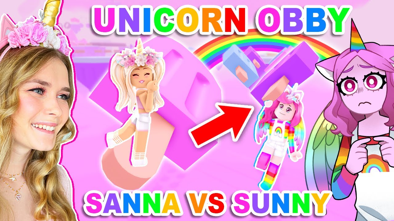 Sanna Vs Sunny In Unicorn Obby Roblox Youtube - unicorn obby roblox