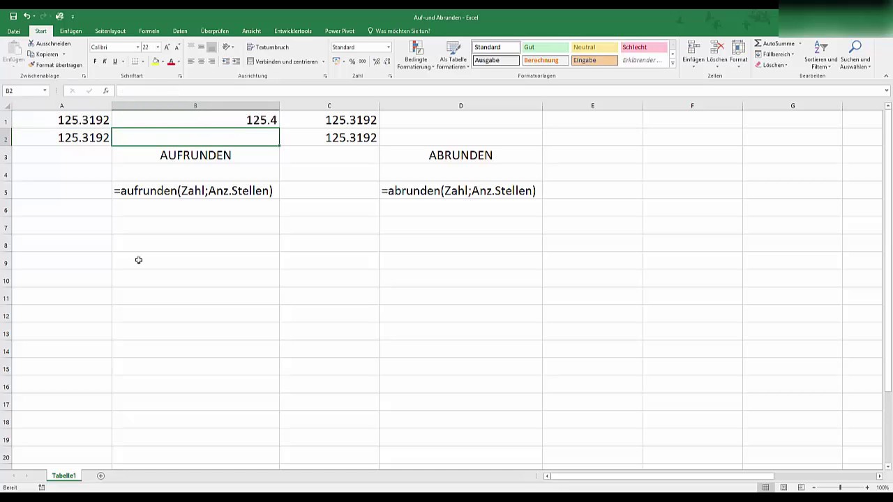 Excel auf bzw abrunden youtube
