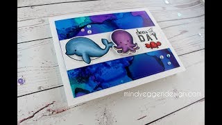 Alcohol Inks Background | Copic Colouring | Kraftin Kimmie Stamps Update