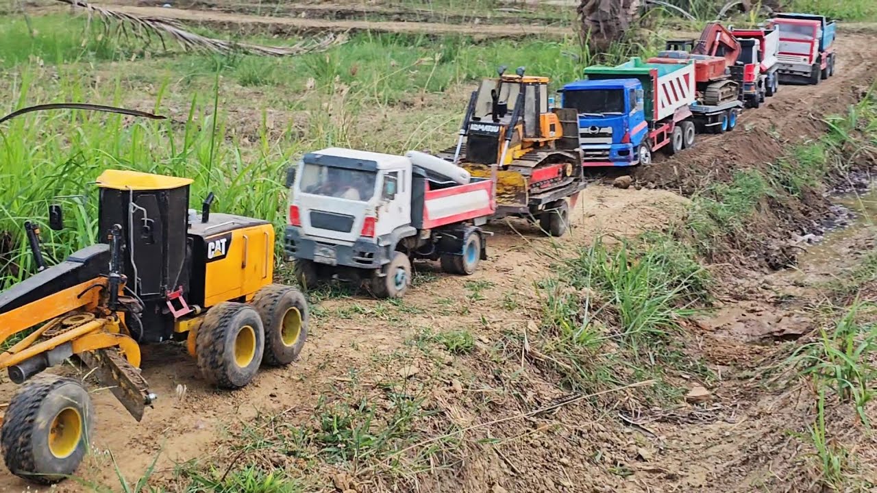 (Ep16)​ Construction of a river crossing road with a Kamaz Hino Scaina Man Grader Dozer Excavator