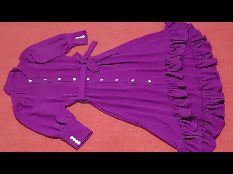 Readymade Style High Low Winter Kurti/Frock Cutting Stitching Tutorial In Hindi/Up Down Dress Design