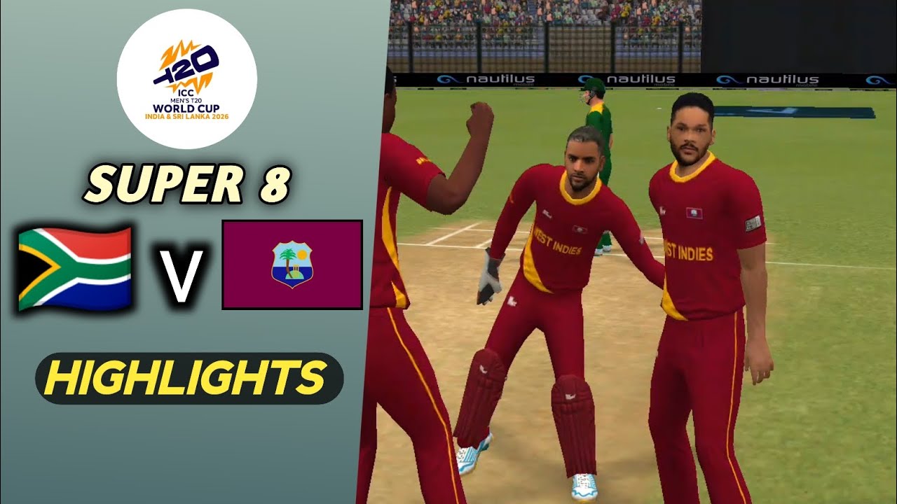 𝗦𝗨𝗣𝗘𝗥 8 | 𝗦𝗼𝘂𝘁𝗵 𝗔𝗳𝗿𝗶𝗰𝗮 𝘃 𝗪𝗲𝘀𝘁 𝗜𝗻𝗱𝗶𝗲𝘀 | 𝗜𝗖𝗖 𝗧20 𝗪𝗖 2026 | 𝗥𝗖 𝗦𝘄𝗶𝗽𝗲