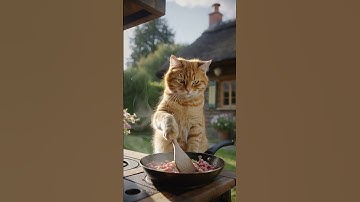 A cute cat is cooking. #cute #cat #cooking