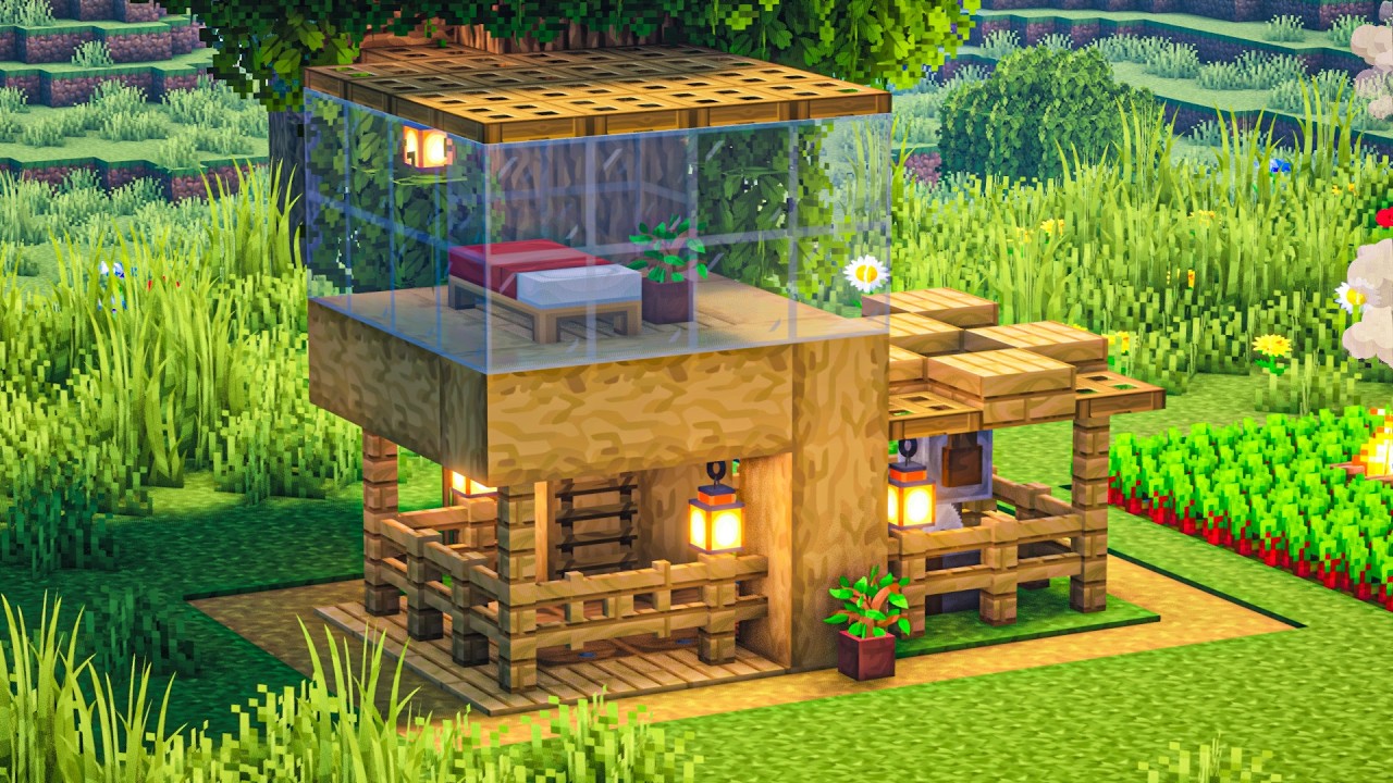 Easy Tree Base Tutorial: How to Build Minecraft Shelter (Relaxing to ...