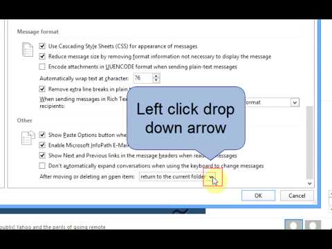 How to Stop Going Back to Inbox After Moving or Deleting e-mail (Outlook 2013) by TTM