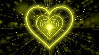 Heart Tunnel Background💛Yellow Neon Heart Background | Heart Loop Video | Wallpaper Heart [3Hours]