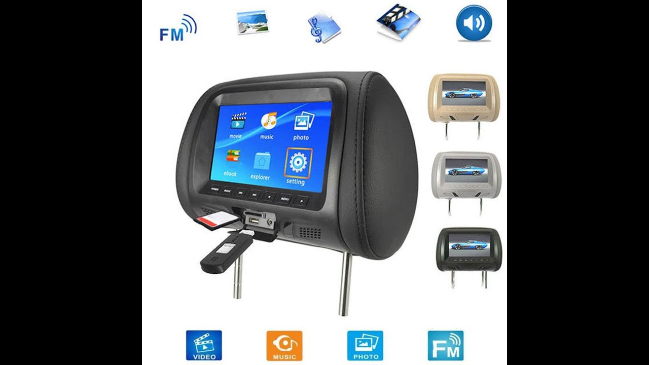 Car Headrest DVD Player Universal 7 Inch Monitor Rear Seat YouTube