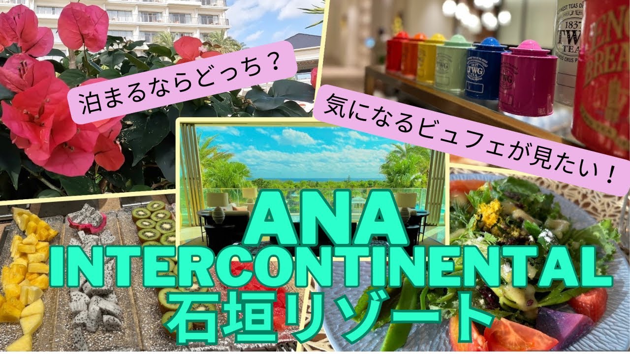 【気になるビュッフェ/２タイプの部屋をご紹介】ANA INTERCONTINENTAL 石垣リゾート ラウンジ・朝食•夕食・アフタヌーンティーを見せます。クラブインターコンチネンタル＆コーラルウィング