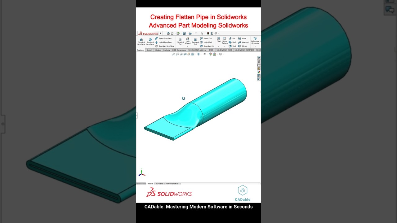Creating Flatten Pipe in Solidworks - Advanced Part Modeling Solidworks #solidworkscrimpedpipe