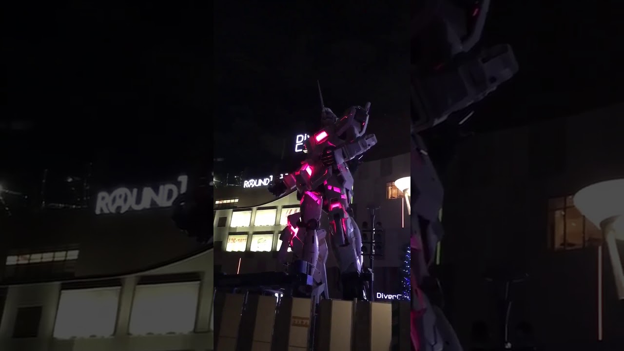 ダイバーシティー お台場 ユニコーンガンダム ライトアップテスト Japanese Unicorn Gundam Light Up Test Youtube
