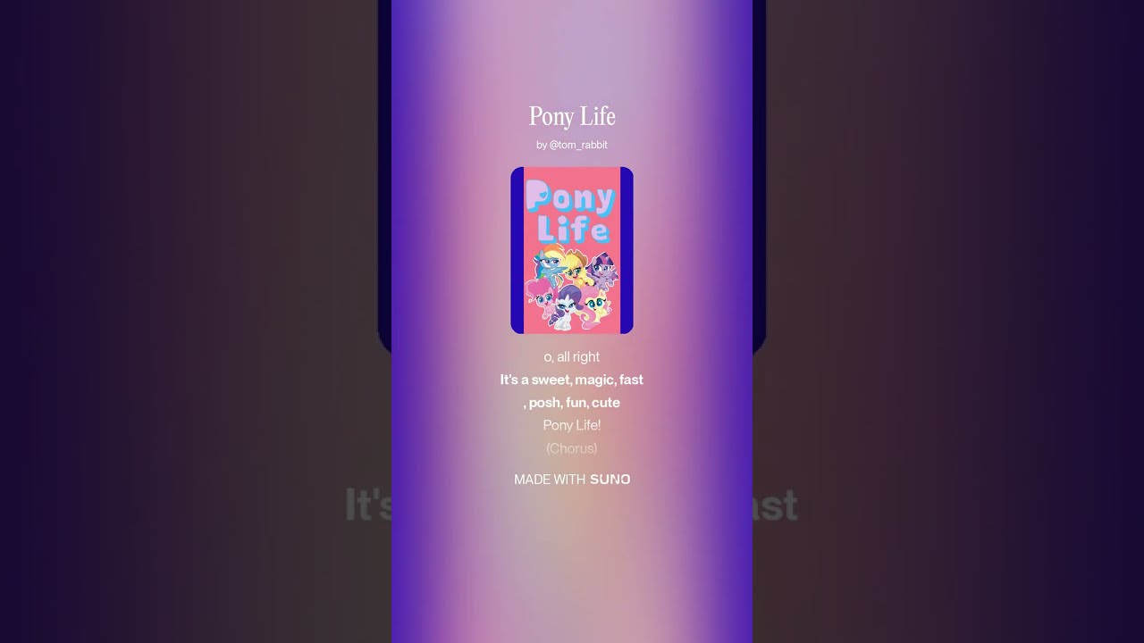 Tom The Rabbit Song AI Pony Life Lyrics Sample Ai Suno Mylittlepony Ponylife Shorts